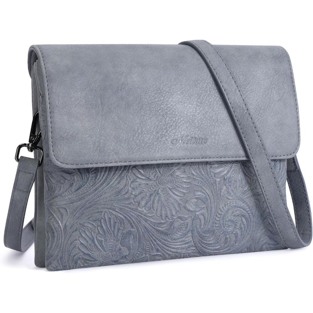 〽️Women Blue Vegan Leather Cell Phone Purse with Adjustable Strap Crossbody Bags